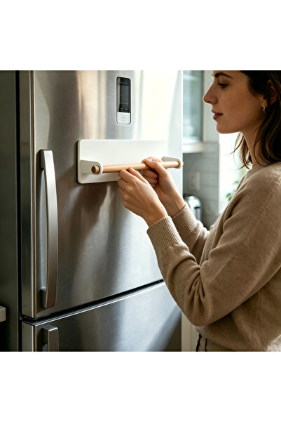 HT Home Organizers رف جانبي لاصق أبيض للثلاجة، بدون حفر