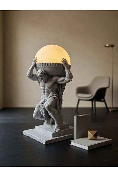 3dlab Atlas Heykeli Dekoratif Masa Lambası - Mitolojik Küre Gece Lambası Şık ...