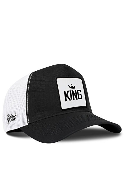 BlackBörk قبعة سائق الشاحنة كوردورا باللونين الأسود والأبيض مع شعار King