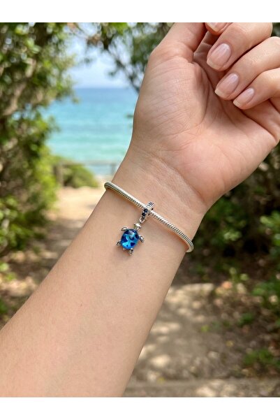 My Story Mavi Deniz Kaplumbağası Sallantılı Gümüş Charm