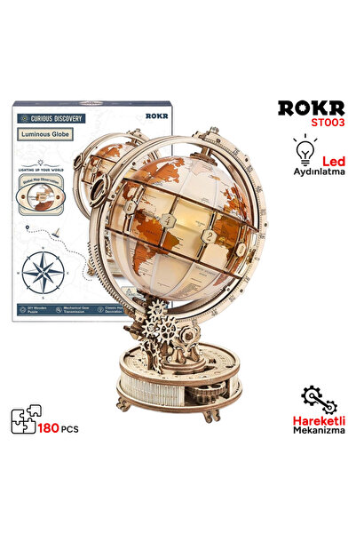 ROKR 3D Puzzle Luminous Globe, ROKR, Wood, 180 Pieces, ST003