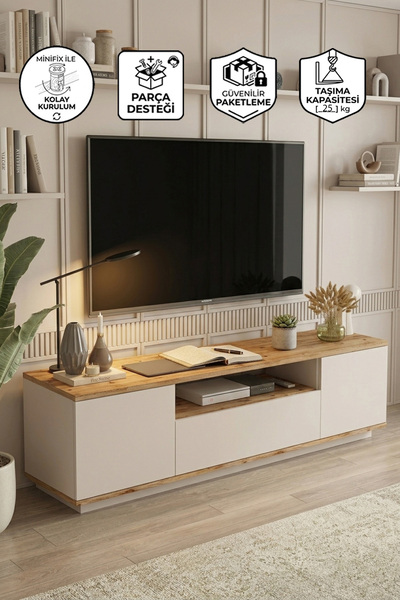 Yurupa Aven Tv Ünitesi Tv Sehpası Kapaklı 180cm Çam-Kaşmir AVE7-AKA