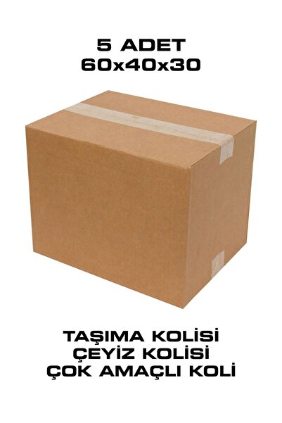 Uygun Kutu ve Ambalaj 5 ADET 60x40x30 TAŞIMA KOLİSİ, ÇEYİZ KOLİSİ, ÇOK AMAÇLI...