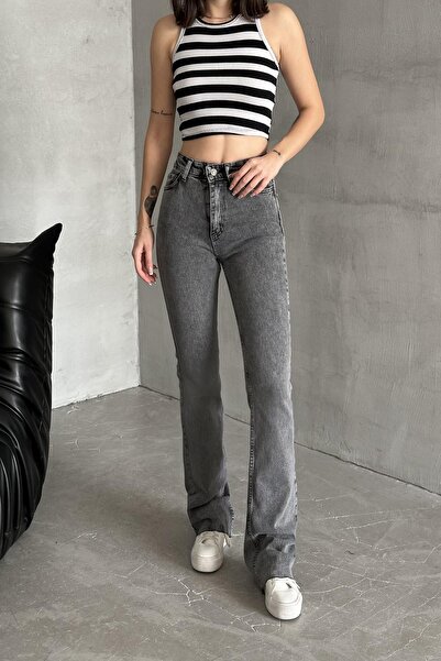 XRAY JEANS Γυναικείο φαρδύ ελαστικό τζιν παντελόνι με καπνιστό καλσόν