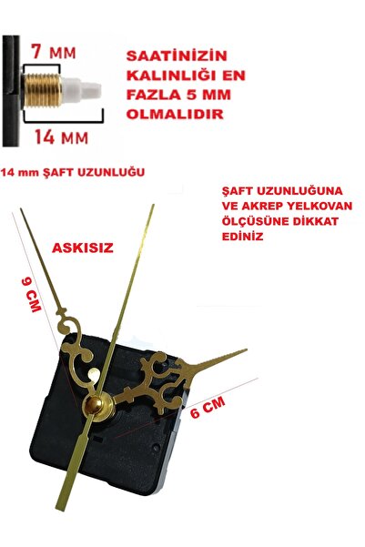 CNR SHOP Saat Mekanizması 14 MM ŞAFT BOYU Saat Motoru Sessiz Çalışır Akrep Ye...