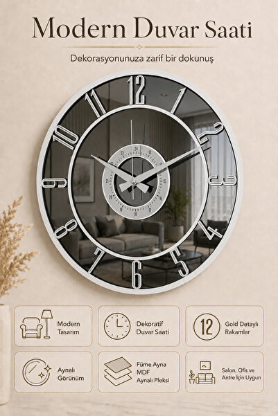 Mirrored Wall Clock ( Real Mirror) 40 cm Modern Design