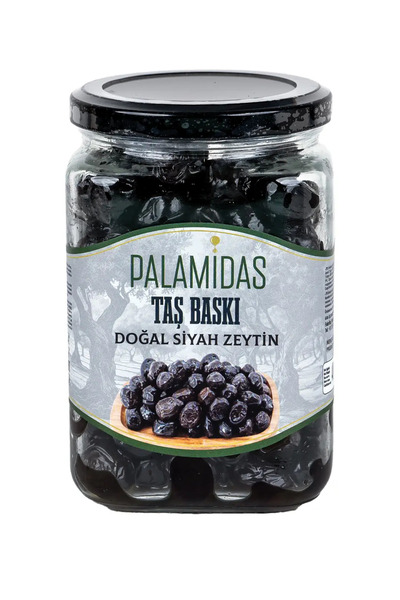 Palamidas Taş Baskı Doğal Siyah Zeytin 400 gr Cam Kavanoz