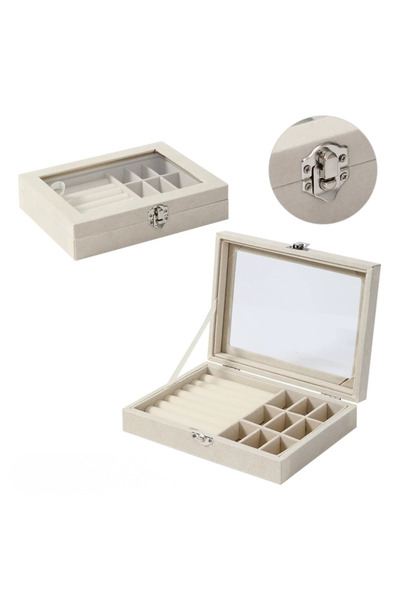 Generic Ring Box Velvet Jewelry Box - Lead Grey
