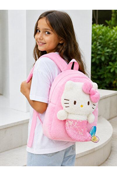 Kuzey Tacı Sevimli Hello Kitty Deniz Kızı Peluş Sırt Çantası Çocuklara Hediye...