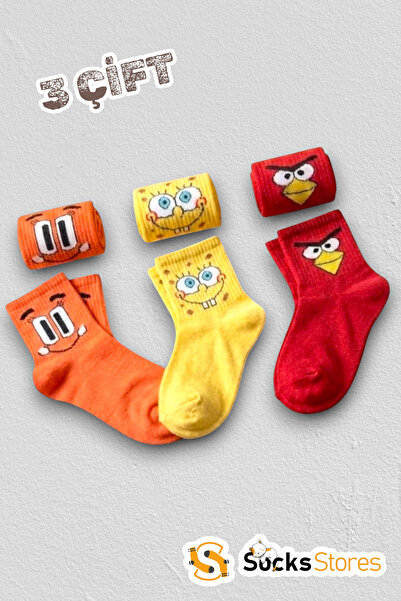 Socks Stores 3 أزواج من الجوارب القطنية الناعمة المزخرفة للجنسين