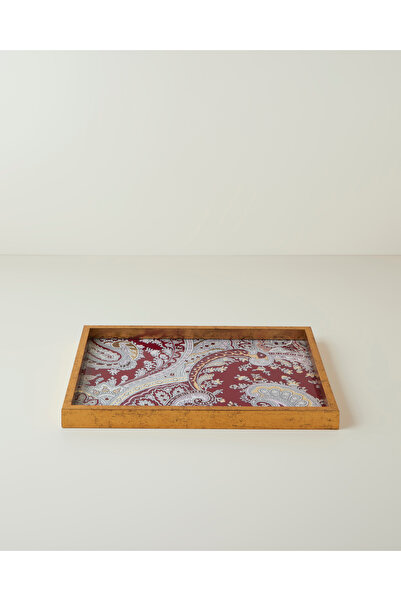 English Home Carolie Cam Dekoratif Tepsi 30x42 cm Bordo