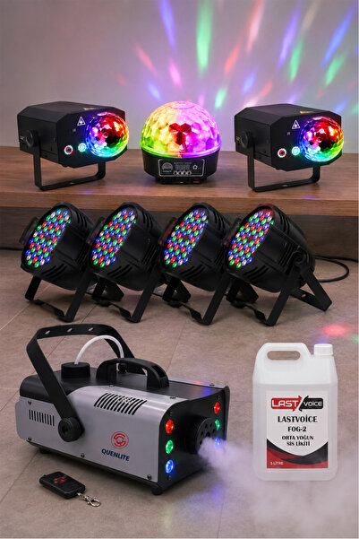 Quenlite Sahne Işık Sistemi Start Paket-2 (TOP KÜRE LED PAR LAZER SİS MAKİNESİ)