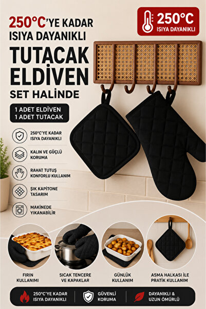 Miabella Home Fırın Eldiveni Fırın Tutacağı Premium Isı Geçirmez Mutfak Eldiv...