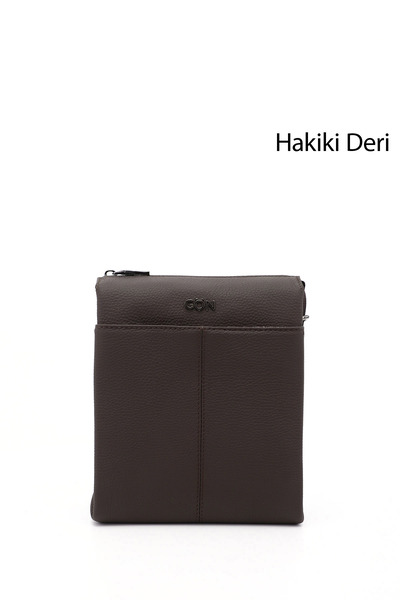 GÖNDERİ(R) حقيبة كتف للجنسين من الجلد الطبيعي باللون البني Q3674