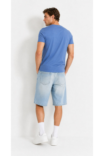 Kallisto Colony Mavi Bisiklet Yaka Pamuklu Dar Kalıp Erkek Limited Edition Basic