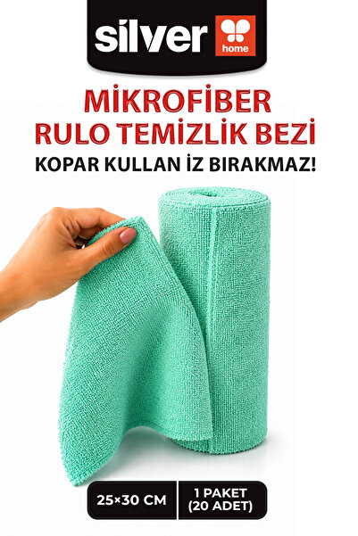 SİLVER HOME 20 ρολά πανιά καθαρισμού από μικροΐνες 25x30 εκ. Πολλαπλών χρήσεω...