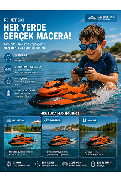 Zigver Sıcak Yüksek Hızlı Uzaktan Kumanda Tekne 2.4g Rc Jet Ski Mini Elektrik...