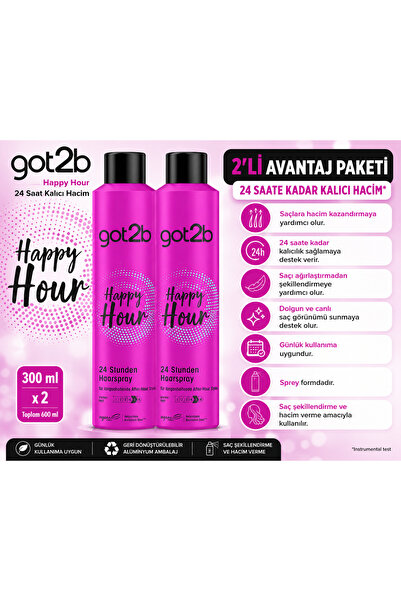 Got2B Happy Hour 24 Saat Kalıcı Tutuş Sağlayan Sprey X 2 Adet