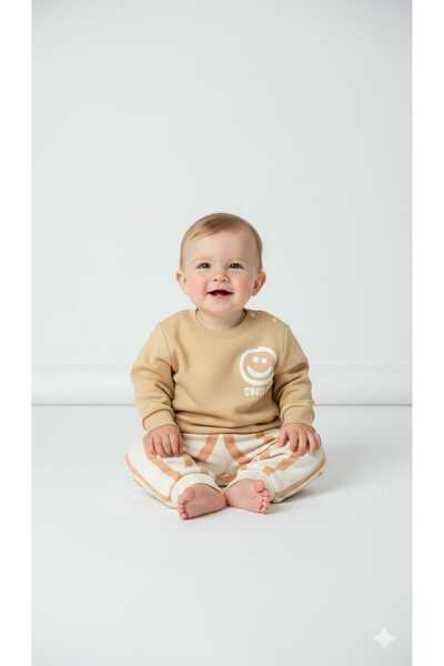 ciobaby Erkek Pamuklu Smile Yazı Baskılı Takım