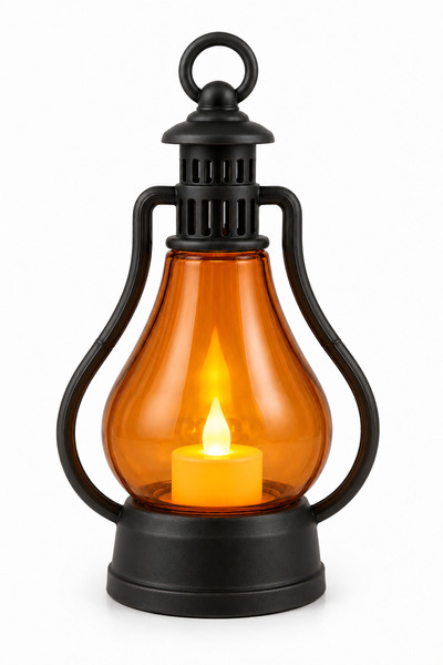Soft Kare LED Mum Gaz Lambası Tipi-Retro Vintage Pilli - Dumansız Alev Efektl...