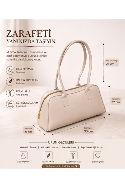 ELAN COLLECTİON Kadın Çanta Retro Model Uzun Saplı Baget Şık Sportif ve Casua...