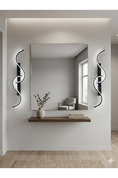 Zeya Lighting Yüksek Aydınlatmalı S Model Siyah Led Aplik Avize Modern, 3 Ren...