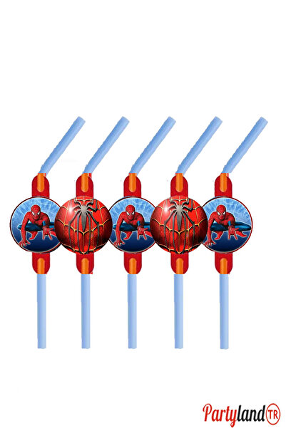 PartylandTR Örümcek Adam Temalı Pipet 10 Adet