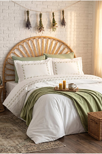 Minelya Home Collection طقم غطاء لحاف قطني مزدوج ربيعي مكون من 7 قطع باللون ا...
