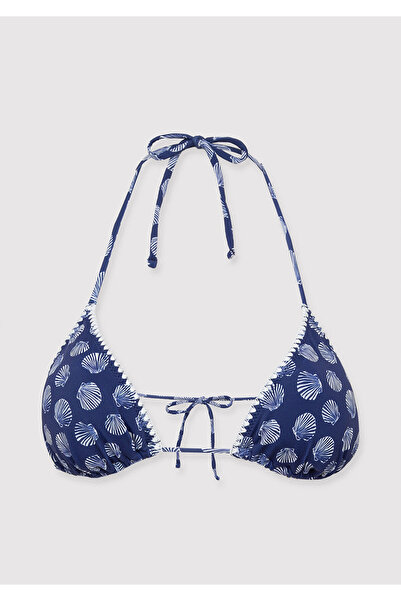 Mavi Deniz Kabuğu Baskılı Lacivert Bikini Üstü 1914060-80946