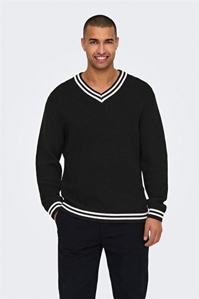 Only & Sons ONSLIMA LIFE REG 5 MIX BOX KNIT BTS muški crni džemper - 22031007
