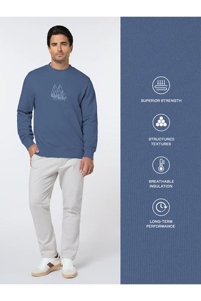 Mannerism The Calm Blue Cotton Sweatshirt with Relaxed Fit