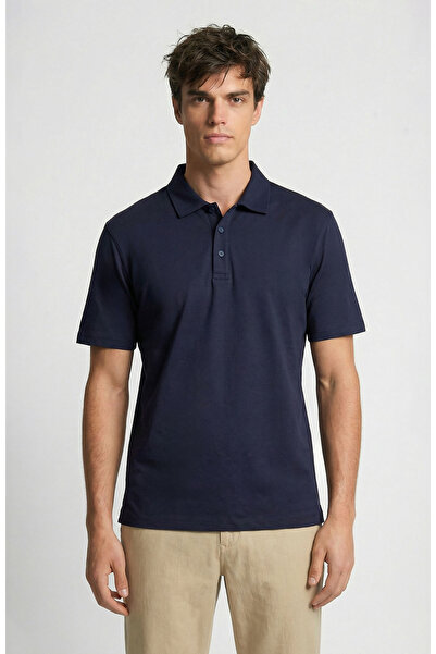 Network Non-Iron Polo Yaka Lacivert T-shirt