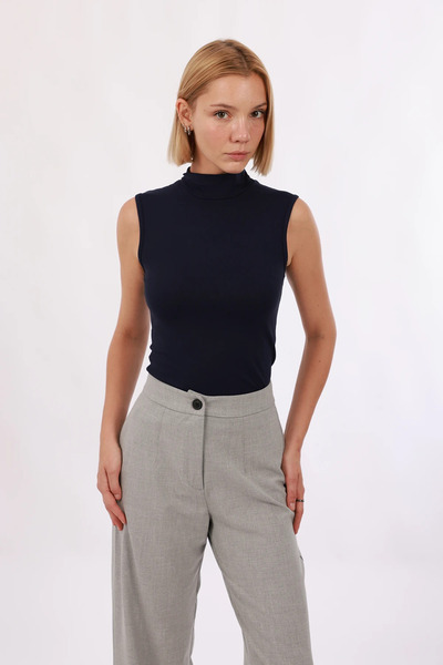 Yade Fashion Kadın Kolsuz Bluz – Lacivert