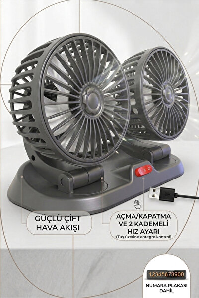 Carub Vantilatör 2 Li Usb Çakmaklık Girişli Numaratörlü 12/24 Volt