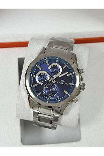 FERRO Silver steel band men's wristwatch fm43047a-a3 functions active waterpr...