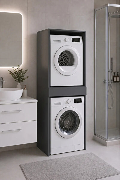 SARMOBİ Çamaşır Makinası Dolabı Kurutma Makinası Dolabı 2 Kapaklı 190x67x67