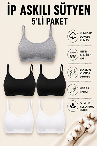 Mudcosıo Women's Strap Padded Bra 5-Pack Cotton Flexible Comfortable Bralette...