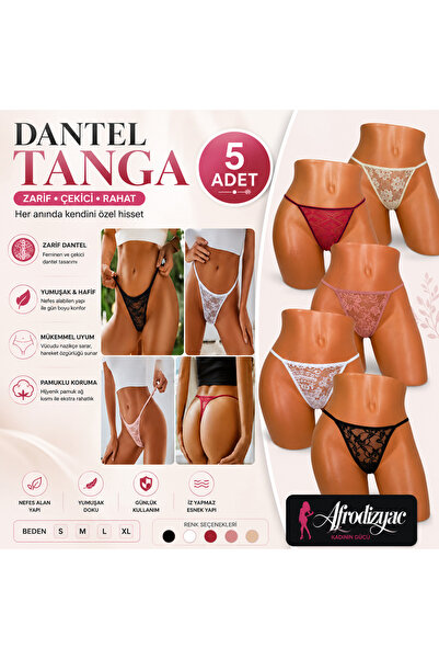 Afrodizyac 5'li Dantel Tanga