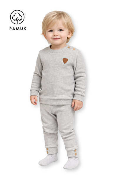 HK HOPKİDS Boys Girls Children's Soft Flexible Comfortable Ribbed Buttoned Bo...