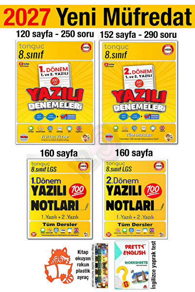 Tonguç Yayınları 8. Sınıf 1. 2. Dönem Yazılı Denemeleri Ve Notları