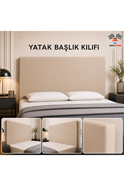 RS JANTİ STORE BAZA BAŞLIK KILIFI 190X70CM BEJ RENK LASTİKLİ ESNEK KALİTELİ K...