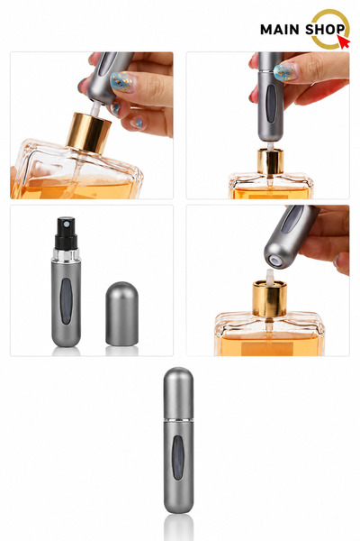 MAİN SHOP Doldurulabilir Mini Parfüm Şişesi 5 Ml - Cep Parfüm Şişesi Gümüş Re...