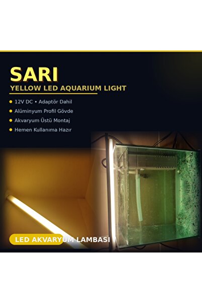 bidevre Akvaryum Ve Araç Içi Led Aydınlatma, 25 Cm, Sarı. 12 Volt Adaptör Ile...