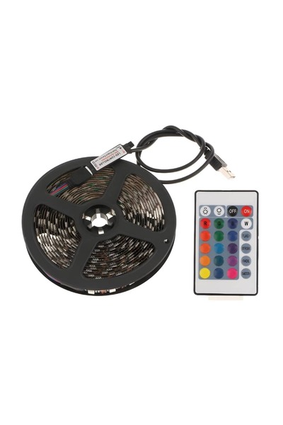 Generic شريط إضاءة LED متعدد الألوان مع جهاز تحكم عن بعد، يعمل بمنفذ USB، مناسب للتلفزيون، أو الكمبيوتر المكتبي، أو ديكور حوض السمك، بطول 5 أمتار