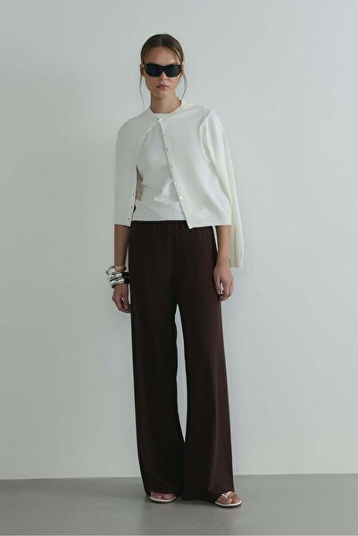 Suud Collection Pantaloni maro din crep Pol