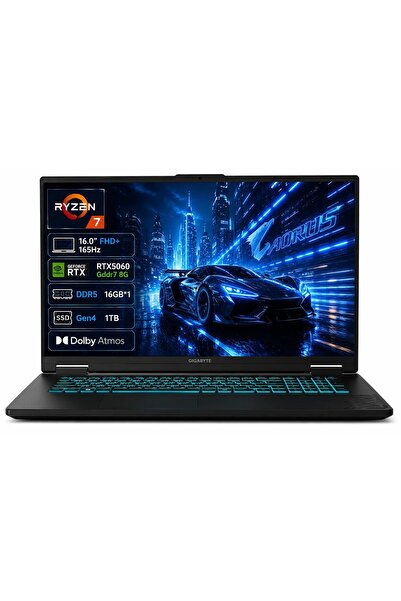 Gigabyte Gaming A16 Laptop Ryzen7 260 16.0 FHD+165Hz RTX5060 GDDR7 8G- DDR5 1...