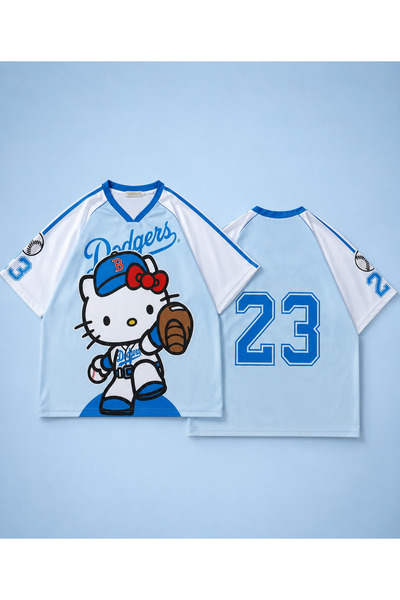 Freak Tshirt Kitty Dodgers Forma V yaka Unisex T-shirt