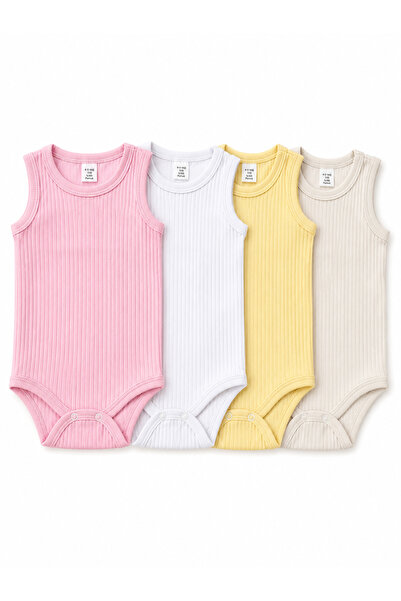 Bulut Anne ve Çocuk Strappy Snap Fastener Bodysuit 4-Pack Colorful Reportable...