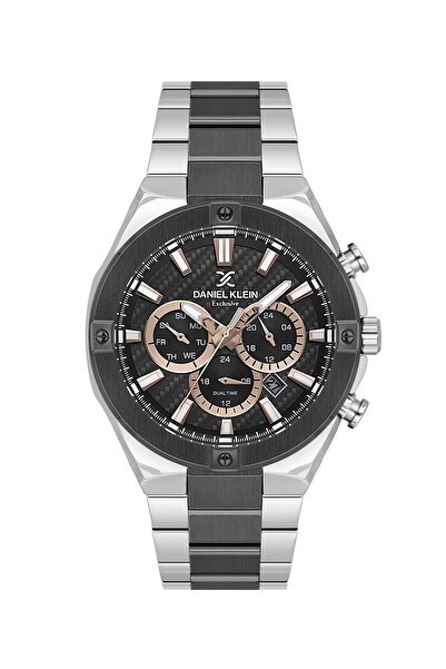 Daniel Klein Black Silver Color 46.5 mm Men's Wristwatch with Gift Packaging