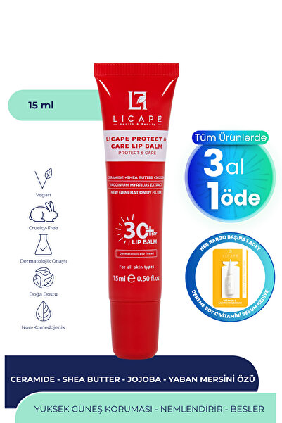 Licape SPF 30 Koruyucu ve Nemlendirici Dudak Balmı | Renksiz